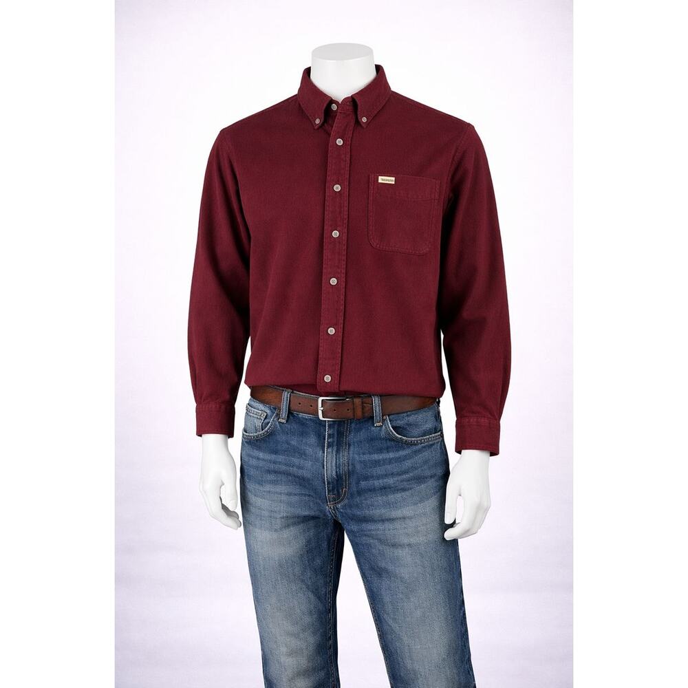 Vintage Woolrich Sportsman Chamois Shirt Plum Made USA XL Wilfarm outdoor wear